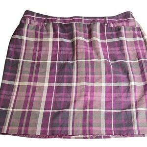Roz & Ali Dark‎ Academia Plaid Skirt, Purple, Women's Size 22